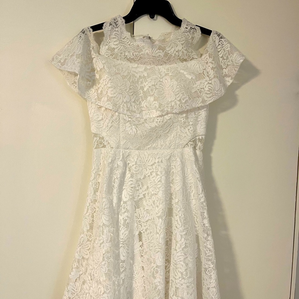 Ivory Off Shoulder Lace Dress